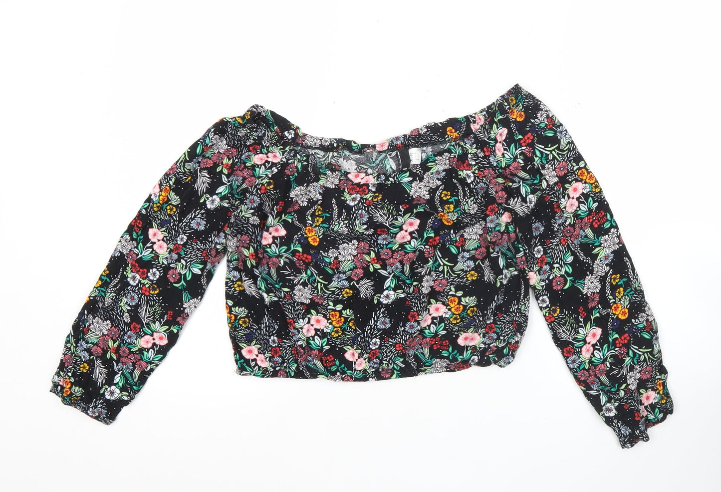 Womens UK Size 10 H&M Multicoloured Cropped Blouse
