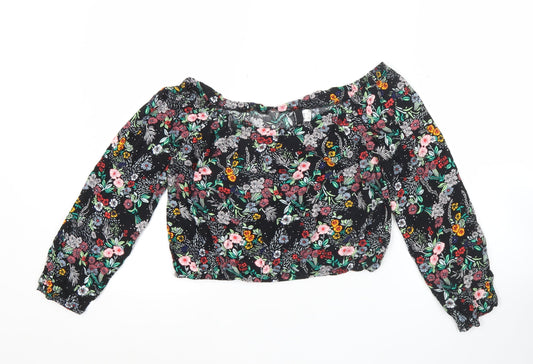 Womens UK Size 10 H&M Multicoloured Cropped Blouse