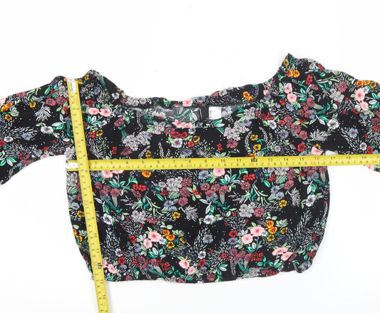 Womens UK Size 10 H&M Multicoloured Cropped Blouse