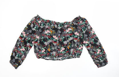 Womens UK Size 10 H&M Multicoloured Cropped Blouse