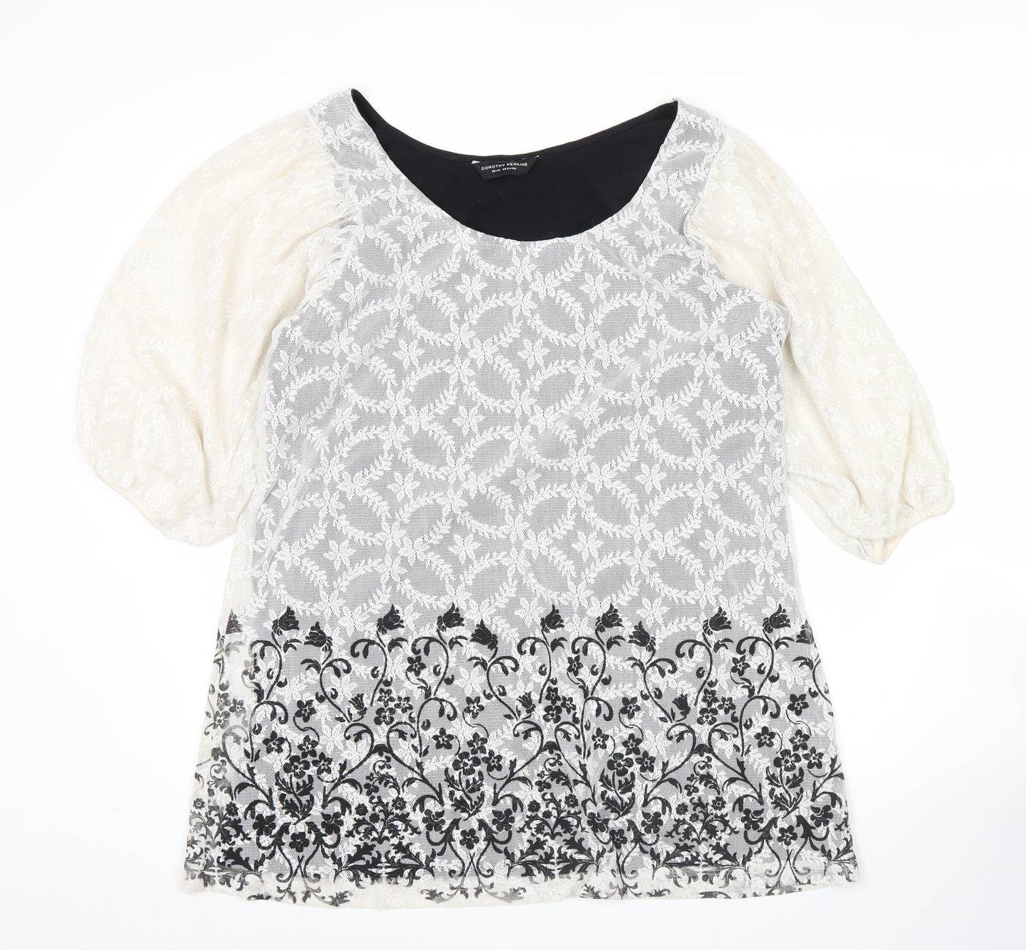 Dorothy Perkins Women’s White Black Lace Floral Shift Dress Size 20