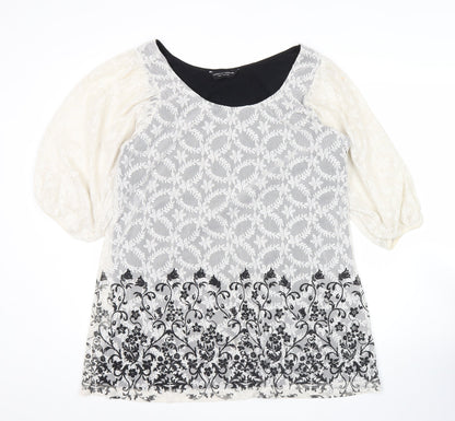 Dorothy Perkins Women’s White Black Lace Floral Shift Dress Size 20