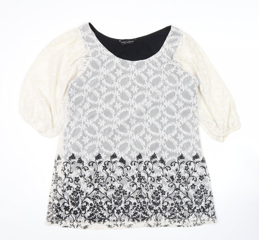 Dorothy Perkins Women’s White Black Lace Floral Shift Dress Size 20