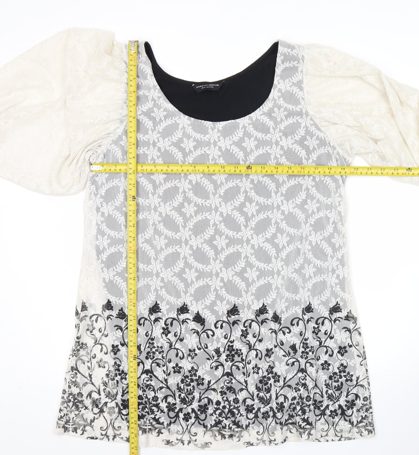 Dorothy Perkins Women’s White Black Lace Floral Shift Dress Size 20