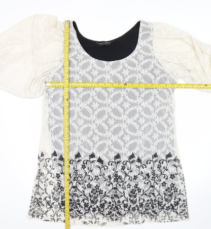 Dorothy Perkins Women’s White Black Lace Floral Shift Dress Size 20