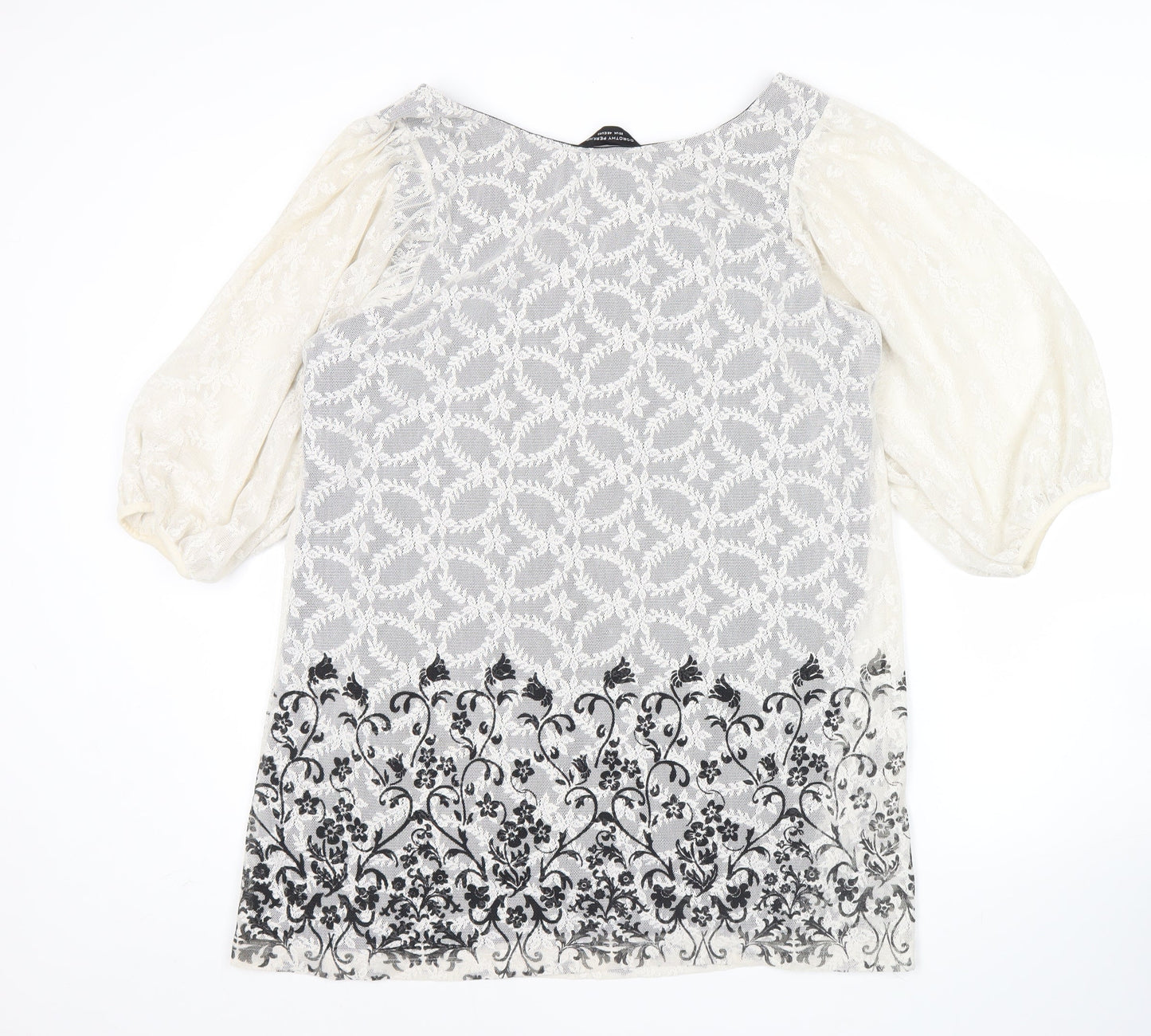 Dorothy Perkins Women’s White Black Lace Floral Shift Dress Size 20