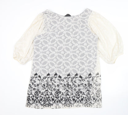 Dorothy Perkins Women’s White Black Lace Floral Shift Dress Size 20