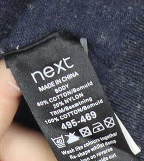 Next Men’s Blue V-Neck Pullover Jumper Knitwear Size L Cotton Blend