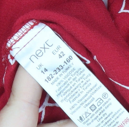 Womens UK Size 14 NEXT Red Tunic Blouse