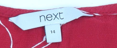 Womens UK Size 14 NEXT Red Tunic Blouse