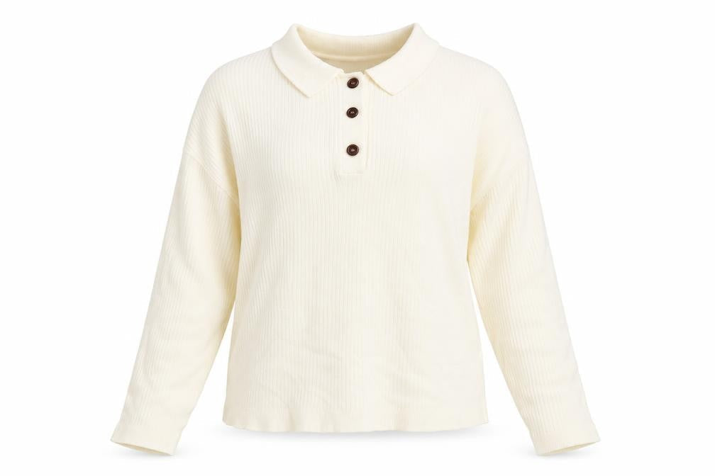 Womens UK Size S Boohoo Ivory Henley Jumper