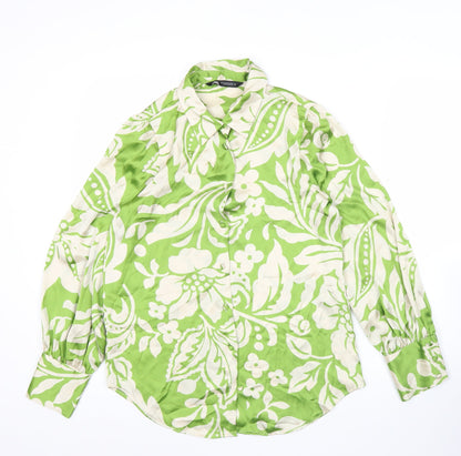 Womens UK Size XS Zara Green Tunic Button-Up