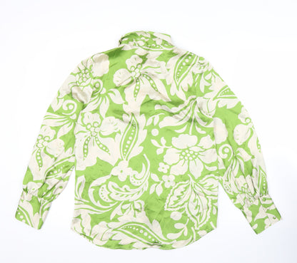 Womens UK Size XS Zara Green Tunic Button-Up