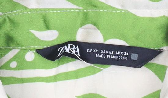 Womens UK Size XS Zara Green Tunic Button-Up