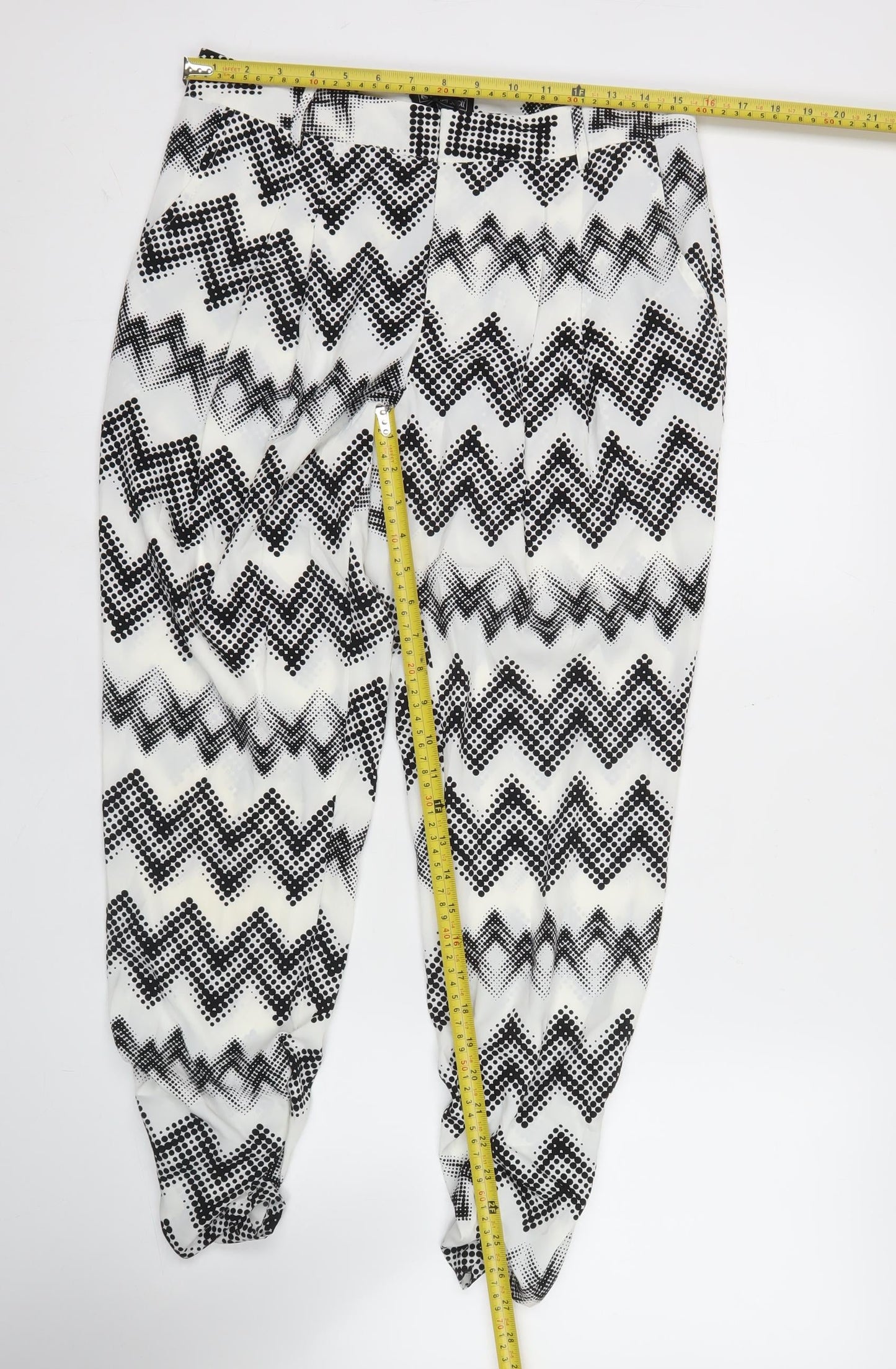 Laura Scott Womens Black White Geometric Harem Trousers Size 12