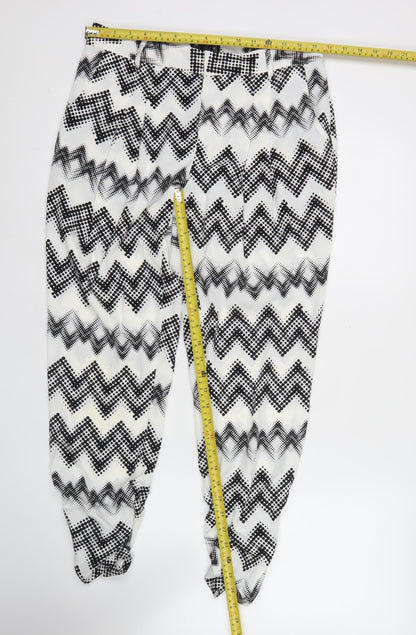 Laura Scott Womens Black White Geometric Harem Trousers Size 12