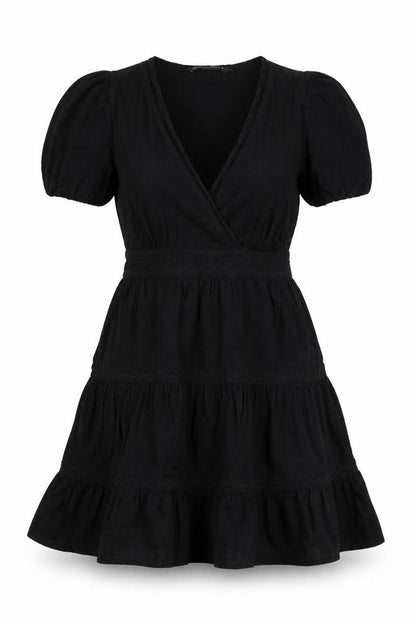 Zara Women’s Black Short A-Line Puff Sleeve Cotton Dress S