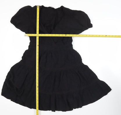 Zara Women’s Black Short A-Line Puff Sleeve Cotton Dress S
