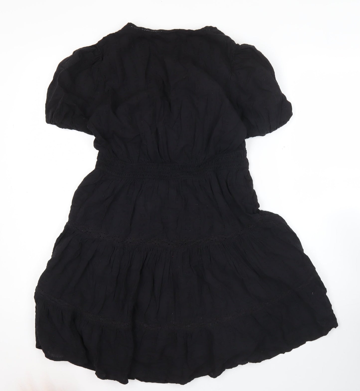 Zara Women’s Black Short A-Line Puff Sleeve Cotton Dress S