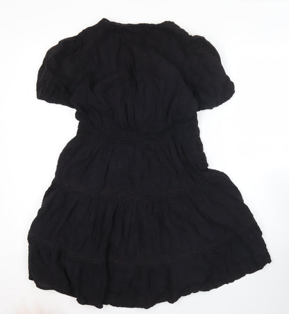 Zara Women’s Black Short A-Line Puff Sleeve Cotton Dress S
