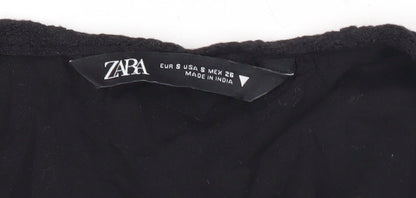 Zara Women’s Black Short A-Line Puff Sleeve Cotton Dress S