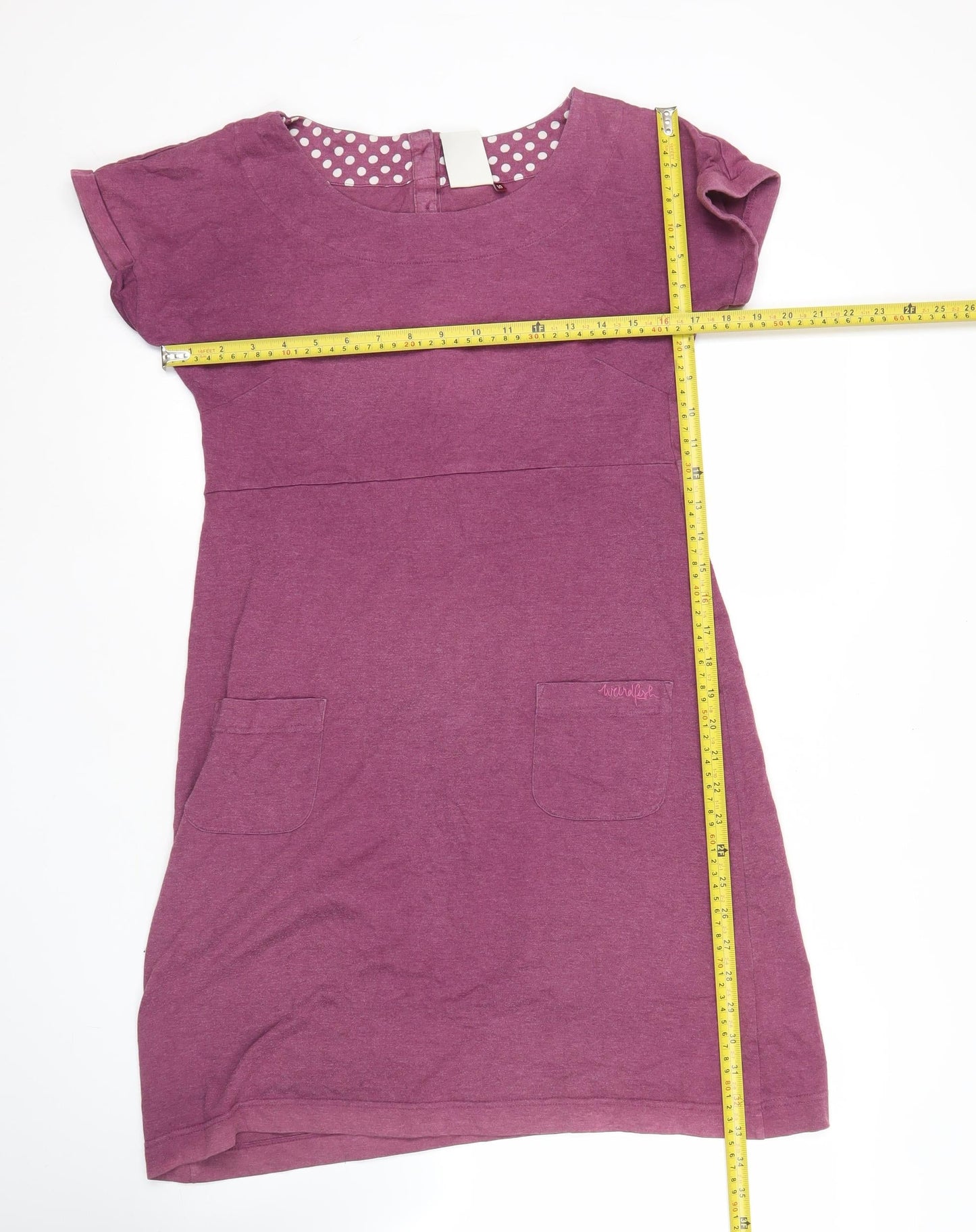 Weird Fish Womens Purple Size 10 Shift Dress Casual Short Sleeve