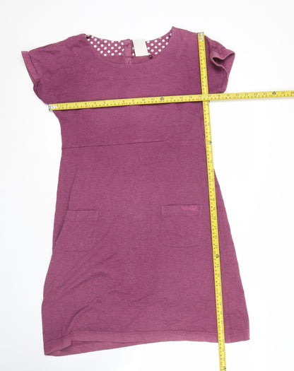 Weird Fish Womens Purple Size 10 Shift Dress Casual Short Sleeve