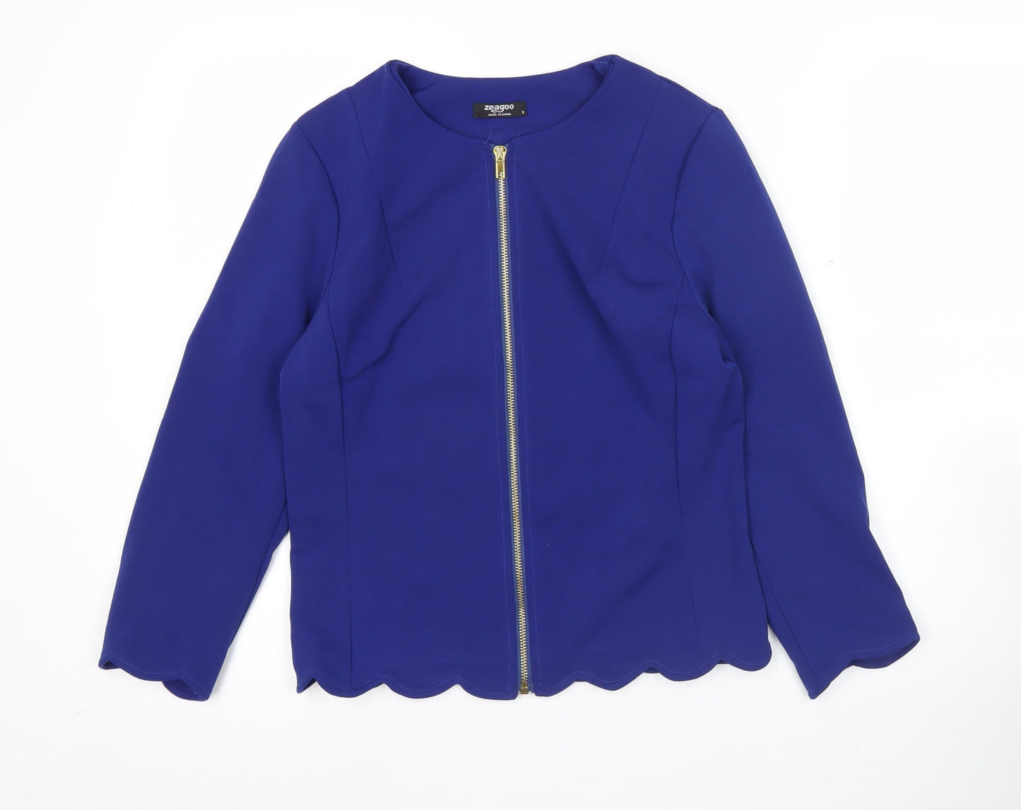 Zeagoo Women Blue Long Sleeve Zip Blouse Size S Workwear Classic