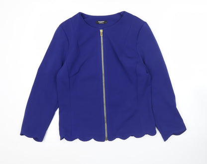 Zeagoo Women Blue Long Sleeve Zip Blouse Size S Workwear Classic