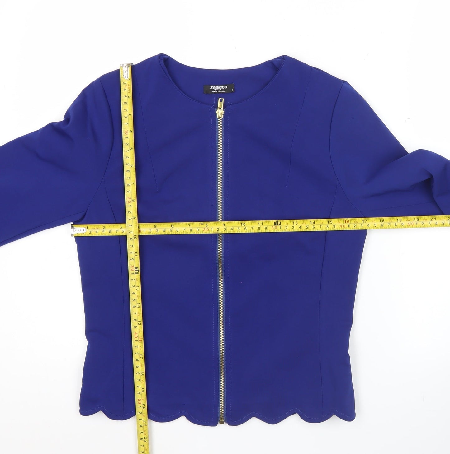Zeagoo Women Blue Long Sleeve Zip Blouse Size S Workwear Classic
