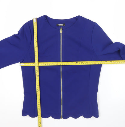 Zeagoo Women Blue Long Sleeve Zip Blouse Size S Workwear Classic
