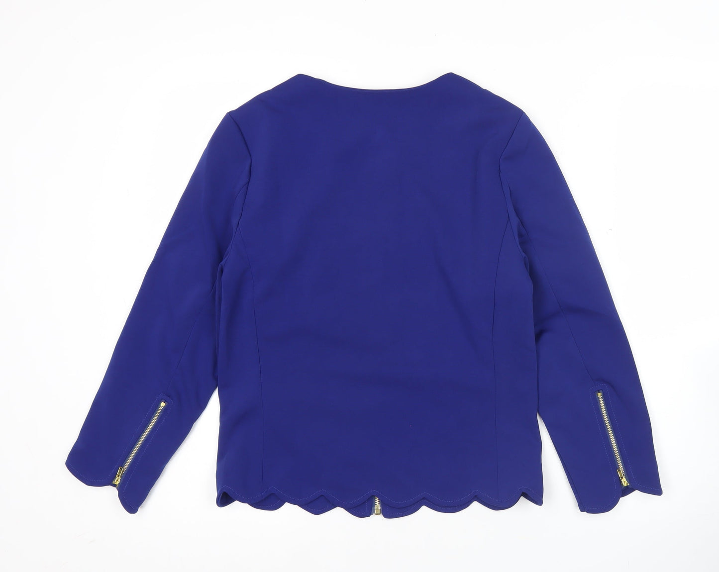 Zeagoo Women Blue Long Sleeve Zip Blouse Size S Workwear Classic
