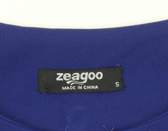 Zeagoo Women Blue Long Sleeve Zip Blouse Size S Workwear Classic