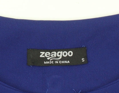 Zeagoo Women Blue Long Sleeve Zip Blouse Size S Workwear Classic