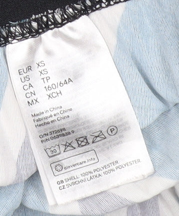 H&M Women's XS Green Pleated Midi Skirt Striped Polyester