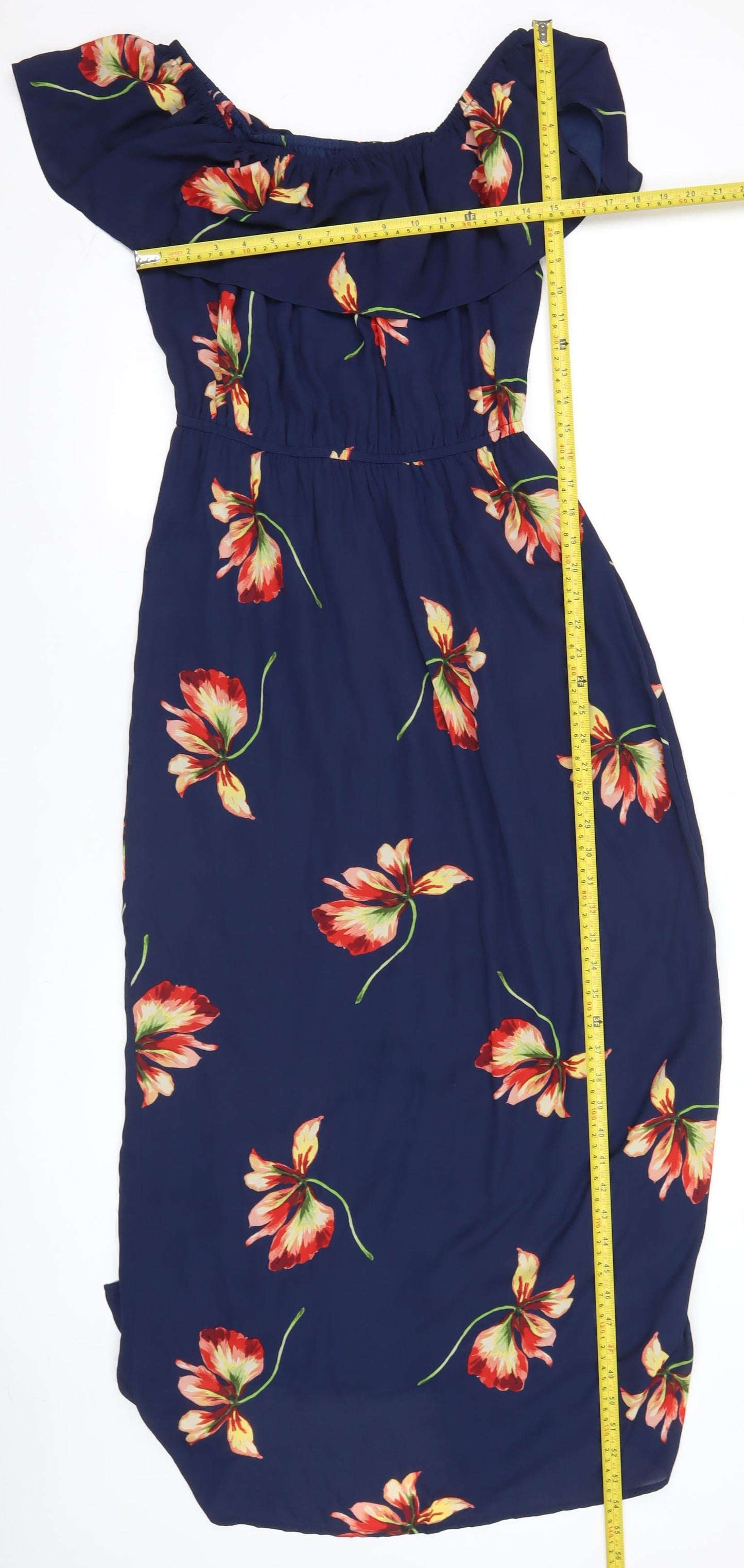 Aprico Women’s Blue Floral Off Shoulder Midi Dress Size 12