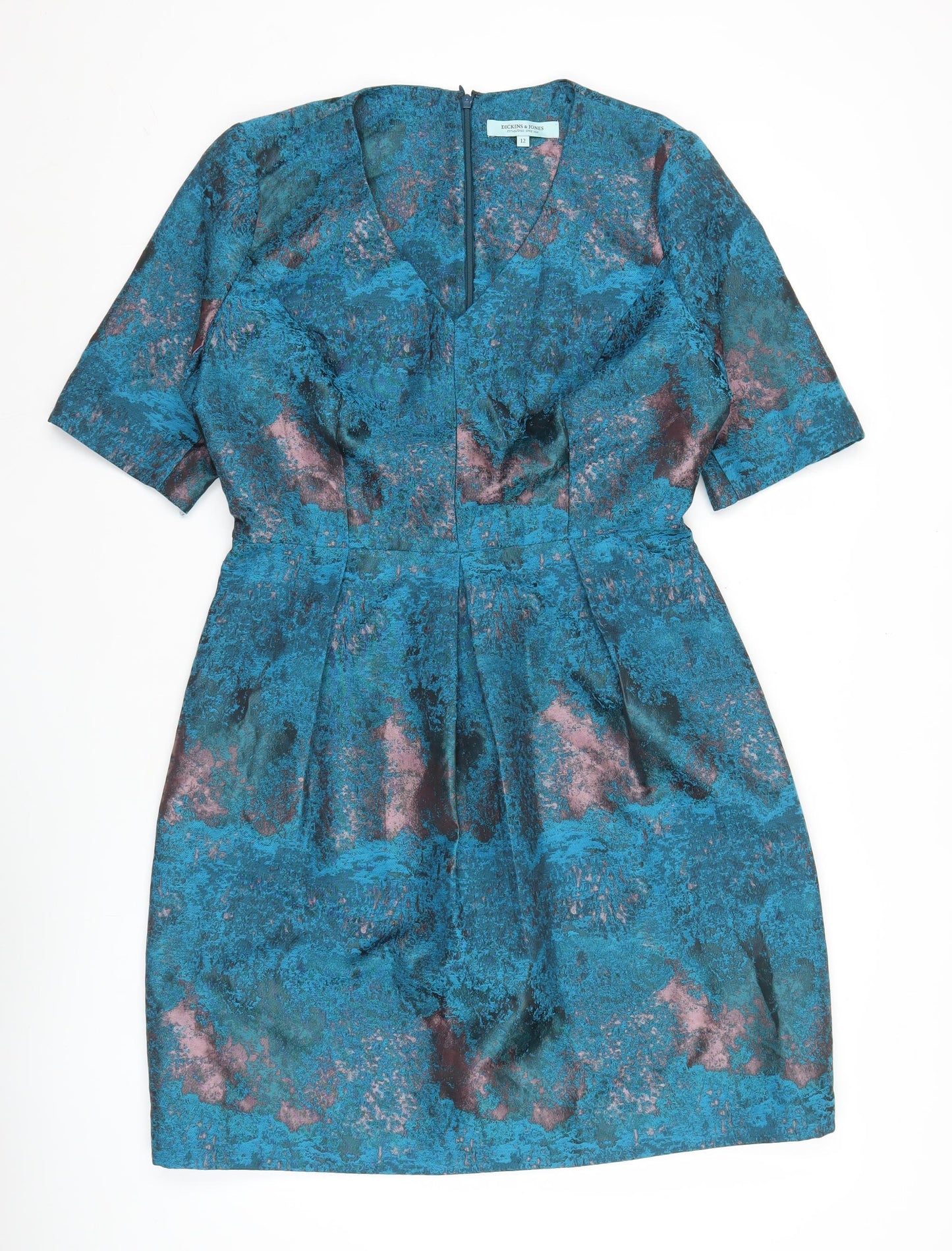 Dickins & Jones Women’s Blue Pink Jacquard Sheath Dress Size 12