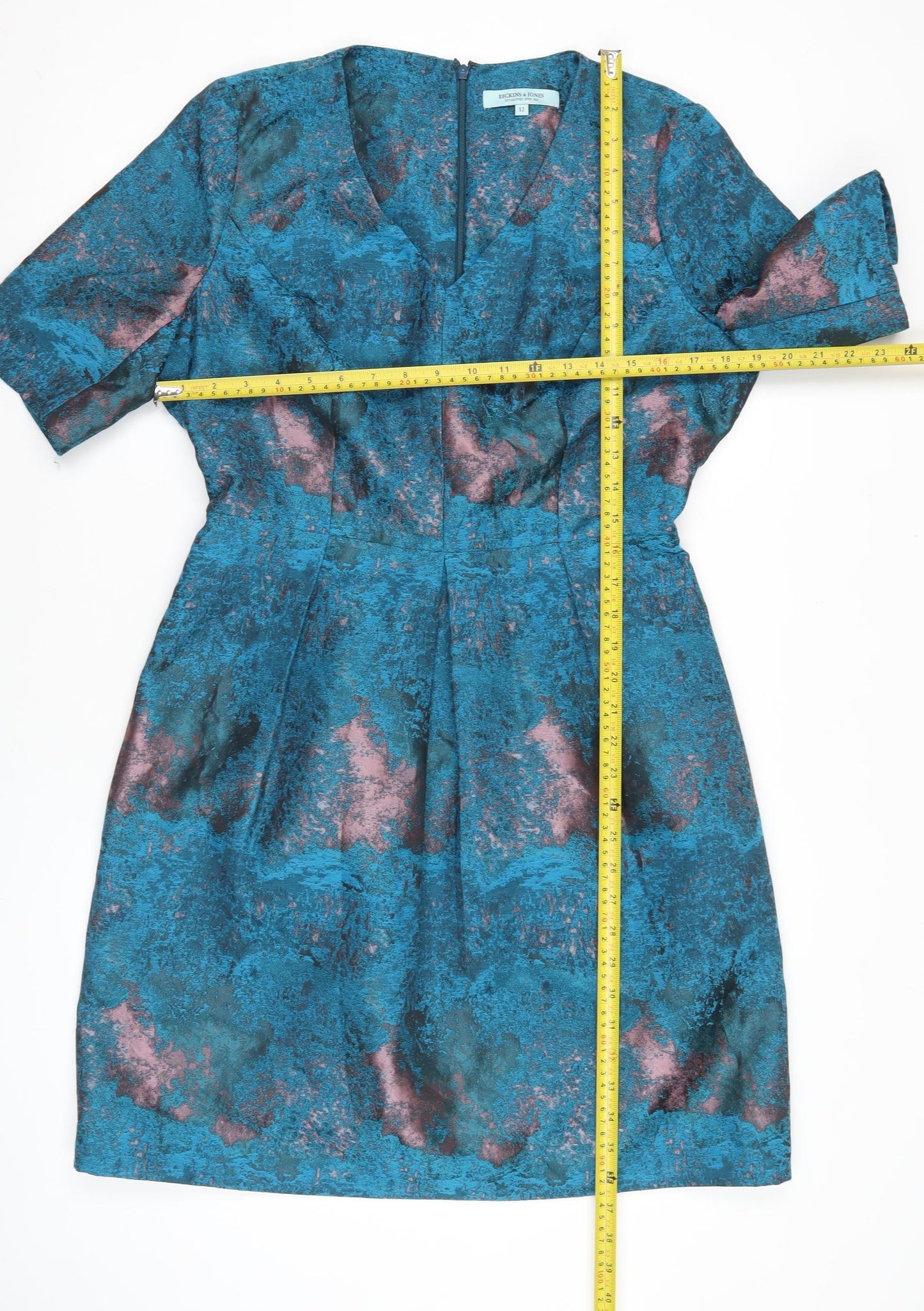 Dickins & Jones Women’s Blue Pink Jacquard Sheath Dress Size 12