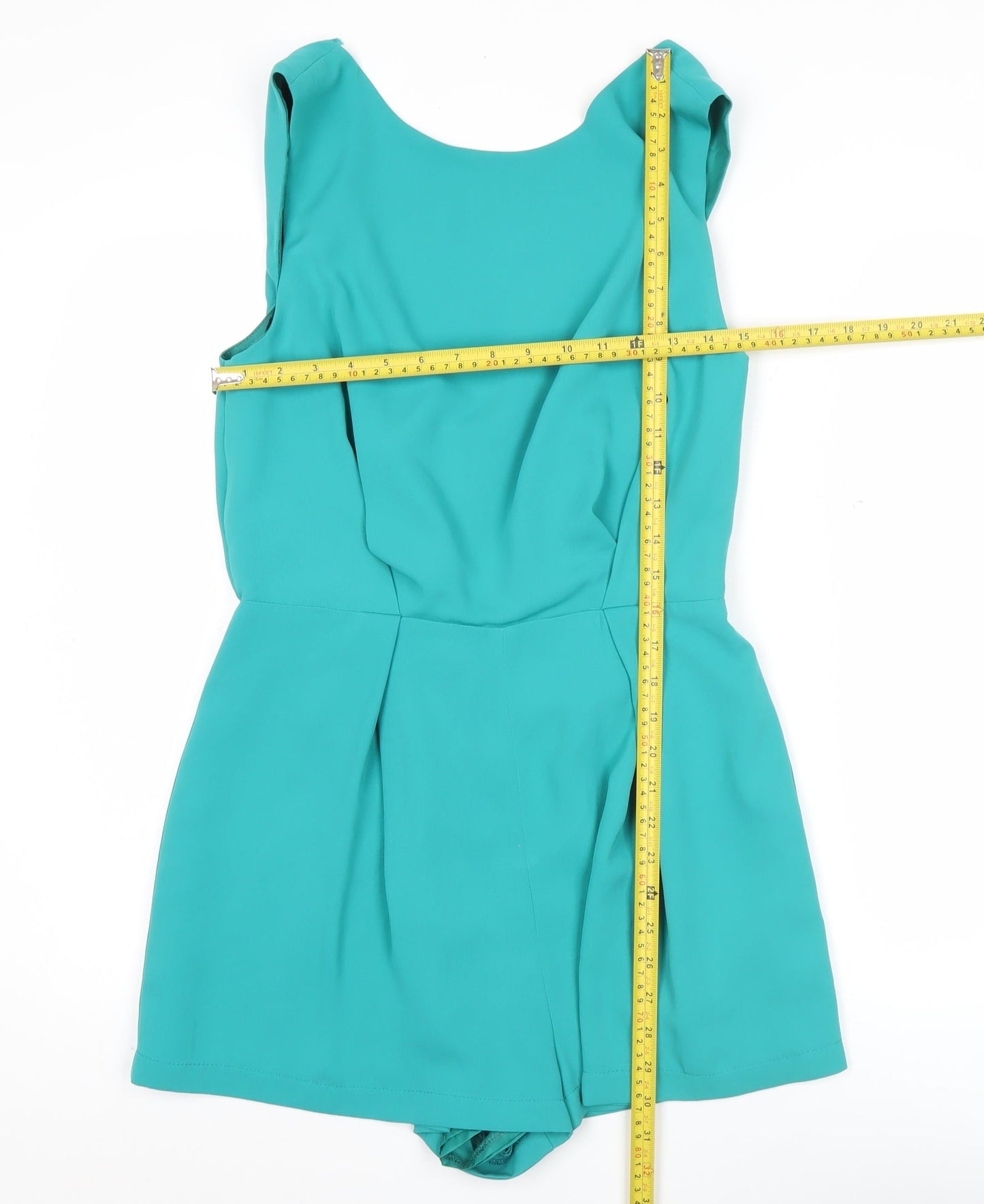 Topshop Women’s Green Size 12 Sleeveless Lace Back Playsuit