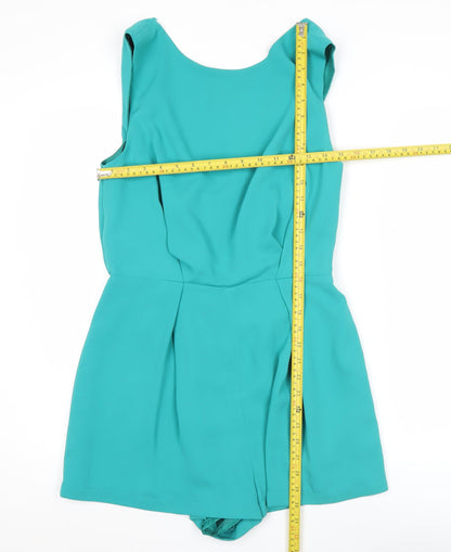 Topshop Women’s Green Size 12 Sleeveless Lace Back Playsuit