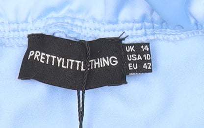 Womens UK Size 14 PRETTYLITTLETHING Blue Cropped Blouse