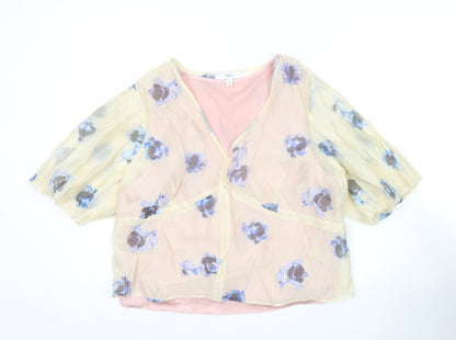 Womens UK Size 16 Marks and Spencer Pink Wrap Blouse