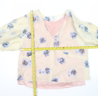 Womens UK Size 16 Marks and Spencer Pink Wrap Blouse