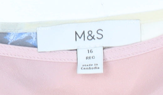 Womens UK Size 16 Marks and Spencer Pink Wrap Blouse