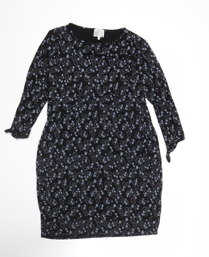 Masai Women’s Black Floral Knee Length Shift Dress Size M