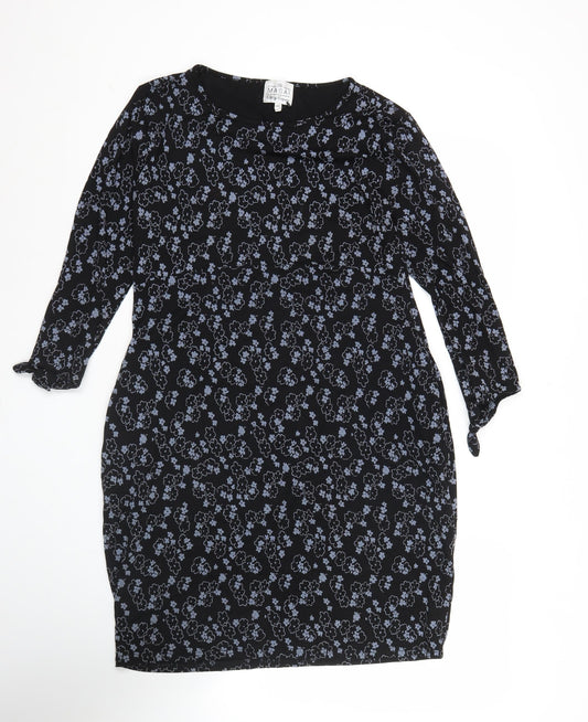 Masai Women’s Black Floral Knee Length Shift Dress Size M