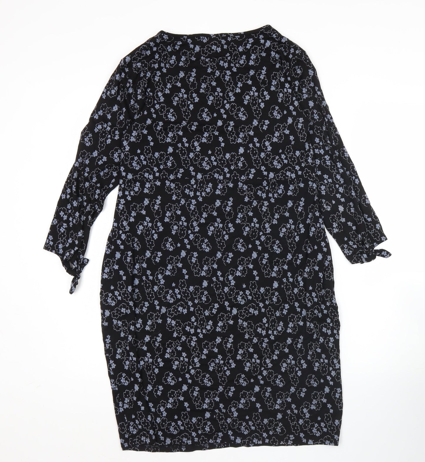 Masai Women’s Black Floral Knee Length Shift Dress Size M