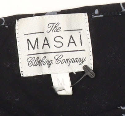 Masai Women’s Black Floral Knee Length Shift Dress Size M