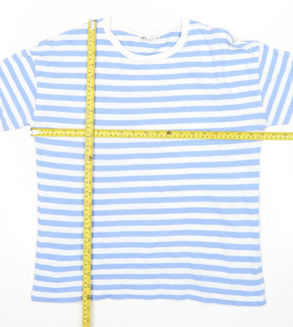 Womens UK Size 12 Zara Blue Ringer T-Shirt