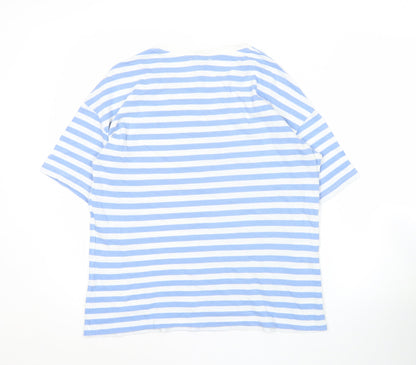 Womens UK Size 12 Zara Blue Ringer T-Shirt